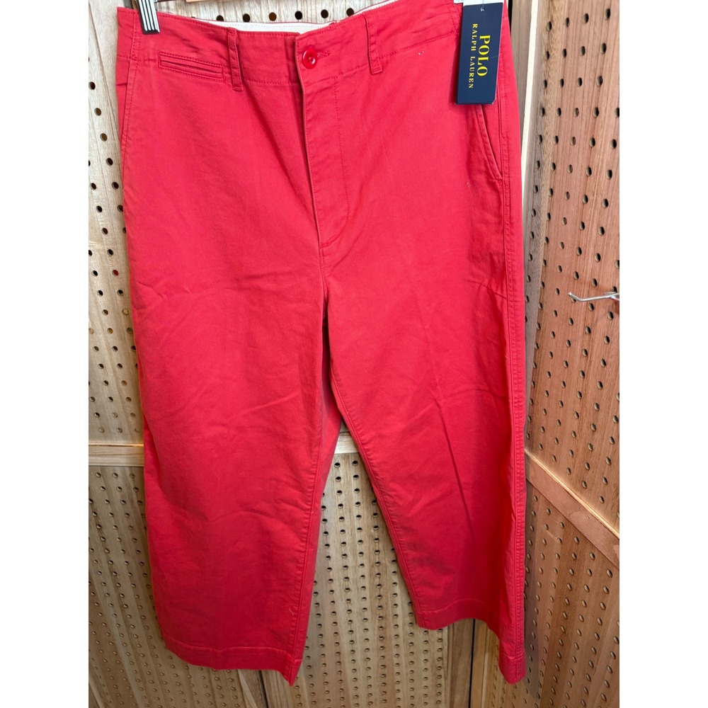 Polo Ralph Lauren Womens Red Chino Pants Straight Leg Stretch Size 8 NWT